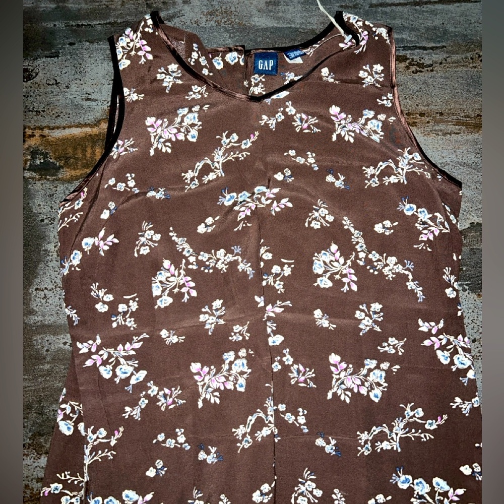 🤎🤍🌻GAP Brown Floral Sleeveless Dress NWT